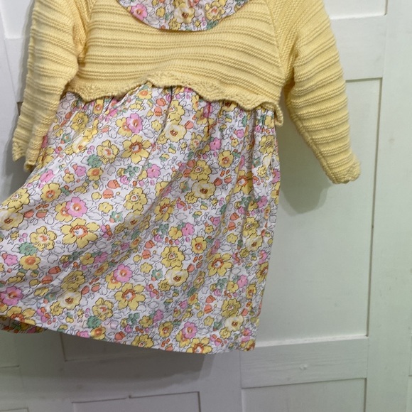 Toddler Girl Dress Yellow Floral Spring Flowers Size 80 - Picture 3 of 9